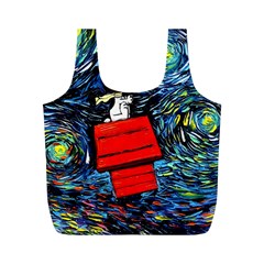 Dog Flying House Cartoon Starry Night Vincent Van Gogh Parody Full Print Recycle Bag (m) by Modalart