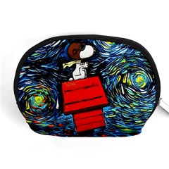 Dog Flying House Cartoon Starry Night Vincent Van Gogh Parody Accessory Pouch (medium) by Modalart