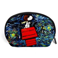 Dog Flying House Cartoon Starry Night Vincent Van Gogh Parody Accessory Pouch (large) by Modalart