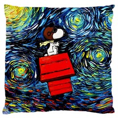 Dog Flying House Cartoon Starry Night Vincent Van Gogh Parody Standard Premium Plush Fleece Cushion Case (one Side) by Modalart