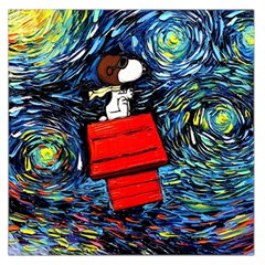 Dog Flying House Cartoon Starry Night Vincent Van Gogh Parody Square Satin Scarf (36  X 36 ) by Modalart