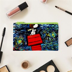 Dog Flying House Cartoon Starry Night Vincent Van Gogh Parody Cosmetic Bag (xs) by Modalart