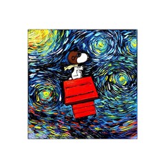 Dog Flying House Cartoon Starry Night Vincent Van Gogh Parody Satin Bandana Scarf 22  X 22  by Modalart