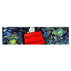 Dog Flying House Cartoon Starry Night Vincent Van Gogh Parody Oblong Satin Scarf (16  X 60 ) by Modalart