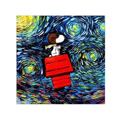 Dog Flying House Cartoon Starry Night Vincent Van Gogh Parody Square Satin Scarf (30  X 30 ) by Modalart