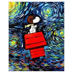 Dog Flying House Cartoon Starry Night Vincent Van Gogh Parody Drawstring Bag (small) by Modalart