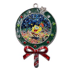 Art Cartoon Starry Night Van Gogh Metal X mas Lollipop With Crystal Ornament by Modalart