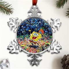 Art Cartoon Starry Night Van Gogh Metal Small Snowflake Ornament by Modalart