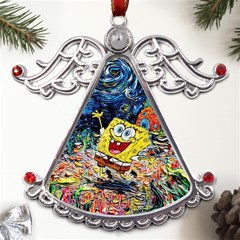 Art Cartoon Starry Night Van Gogh Metal Angel With Crystal Ornament