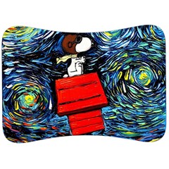 Dog Flying House Cartoon Starry Night Vincent Van Gogh Parody Velour Seat Head Rest Cushion by Modalart