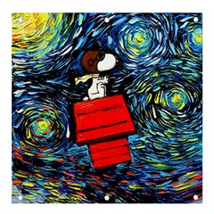 Dog Flying House Cartoon Starry Night Vincent Van Gogh Parody Banner And Sign 4  X 4  by Modalart