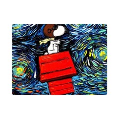 Dog Flying House Cartoon Starry Night Vincent Van Gogh Parody Premium Plush Fleece Blanket (mini) by Modalart