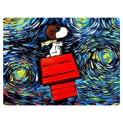 Dog Flying House Cartoon Starry Night Vincent Van Gogh Parody Premium Plush Fleece Blanket (extra Small) by Modalart