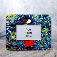 Dog Flying House Cartoon Starry Night Vincent Van Gogh Parody White Tabletop Photo Frame 4 x6  by Modalart