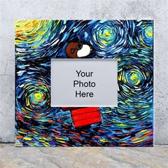 Dog Flying House Cartoon Starry Night Vincent Van Gogh Parody White Wall Photo Frame 5  X 7  by Modalart