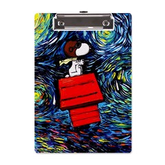 Dog Flying House Cartoon Starry Night Vincent Van Gogh Parody A5 Acrylic Clipboard by Modalart