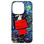 Dog Flying House Cartoon Starry Night Vincent Van Gogh Parody iPhone 14 Pro Black UV Print Case Front