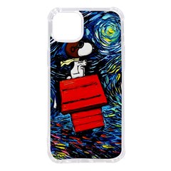 Dog Flying House Cartoon Starry Night Vincent Van Gogh Parody Iphone 14 Plus Tpu Uv Print Case by Modalart