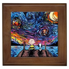 Cartoon Dog Vincent Van Gogh s Starry Night Parody Framed Tile by Modalart