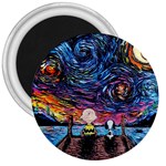 Cartoon Dog Vincent Van Gogh s Starry Night Parody 3  Magnets Front