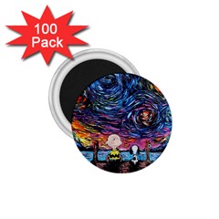 Cartoon Dog Vincent Van Gogh s Starry Night Parody 1 75  Magnets (100 Pack)  by Modalart