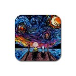 Cartoon Dog Vincent Van Gogh s Starry Night Parody Rubber Coaster (Square) Front