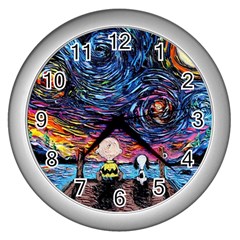 Cartoon Dog Vincent Van Gogh s Starry Night Parody Wall Clock (silver) by Modalart