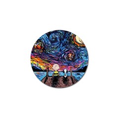 Cartoon Dog Vincent Van Gogh s Starry Night Parody Golf Ball Marker by Modalart