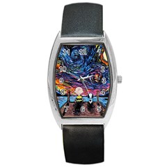 Cartoon Dog Vincent Van Gogh s Starry Night Parody Barrel Style Metal Watch