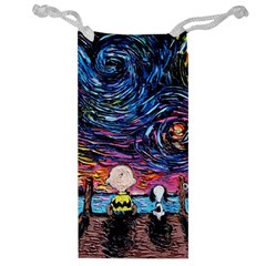 Cartoon Dog Vincent Van Gogh s Starry Night Parody Jewelry Bag by Modalart