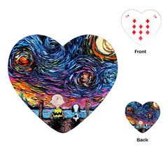 Cartoon Dog Vincent Van Gogh s Starry Night Parody Playing Cards Single Design (heart)