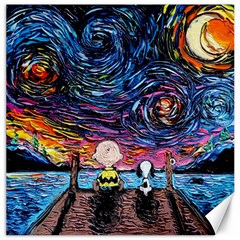 Cartoon Dog Vincent Van Gogh s Starry Night Parody Canvas 12  X 12  by Modalart