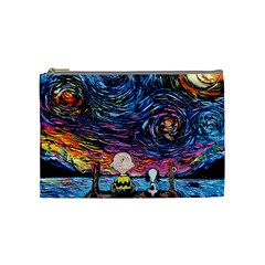 Cartoon Dog Vincent Van Gogh s Starry Night Parody Cosmetic Bag (medium) by Modalart