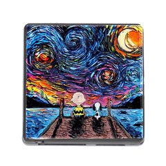 Cartoon Dog Vincent Van Gogh s Starry Night Parody Memory Card Reader (square 5 Slot) by Modalart