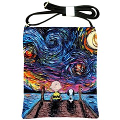 Cartoon Dog Vincent Van Gogh s Starry Night Parody Shoulder Sling Bag by Modalart