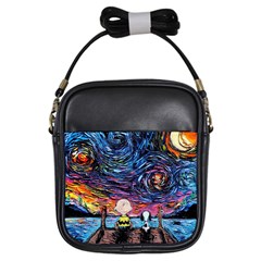 Cartoon Dog Vincent Van Gogh s Starry Night Parody Girls Sling Bag by Modalart