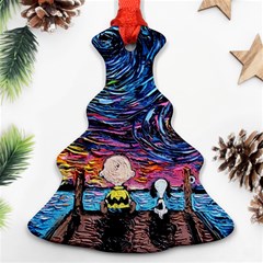 Cartoon Dog Vincent Van Gogh s Starry Night Parody Christmas Tree Ornament (two Sides) by Modalart