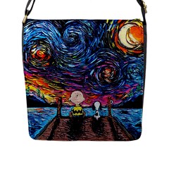 Cartoon Dog Vincent Van Gogh s Starry Night Parody Flap Closure Messenger Bag (l) by Modalart