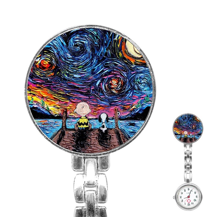 Cartoon Dog Vincent Van Gogh s Starry Night Parody Stainless Steel Nurses Watch