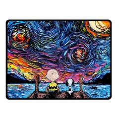 Cartoon Dog Vincent Van Gogh s Starry Night Parody Two Sides Fleece Blanket (small) by Modalart