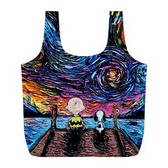 Cartoon Dog Vincent Van Gogh s Starry Night Parody Full Print Recycle Bag (l) by Modalart