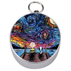 Cartoon Dog Vincent Van Gogh s Starry Night Parody Silver Compasses by Modalart