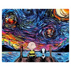 Cartoon Dog Vincent Van Gogh s Starry Night Parody Two Sides Premium Plush Fleece Blanket (medium)