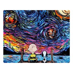 Cartoon Dog Vincent Van Gogh s Starry Night Parody Two Sides Premium Plush Fleece Blanket (large)