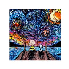 Cartoon Dog Vincent Van Gogh s Starry Night Parody Square Satin Scarf (30  X 30 ) by Modalart