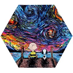 Cartoon Dog Vincent Van Gogh s Starry Night Parody Wooden Puzzle Hexagon by Modalart