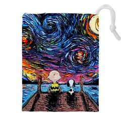 Cartoon Dog Vincent Van Gogh s Starry Night Parody Drawstring Pouch (4xl) by Modalart