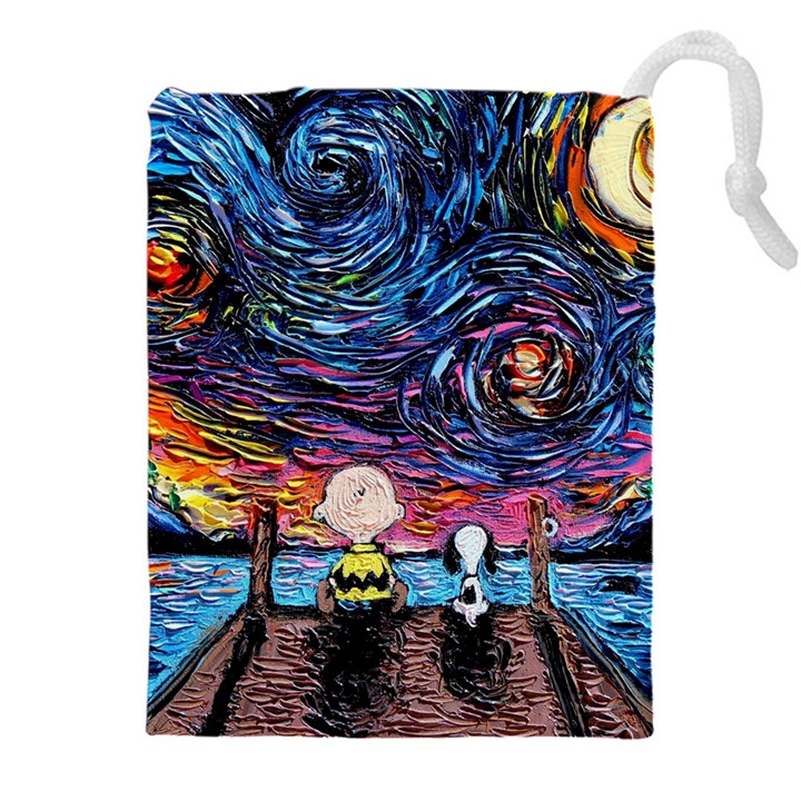 Cartoon Dog Vincent Van Gogh s Starry Night Parody Drawstring Pouch (4XL)