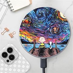 Cartoon Dog Vincent Van Gogh s Starry Night Parody Wireless Fast Charger(white) by Modalart