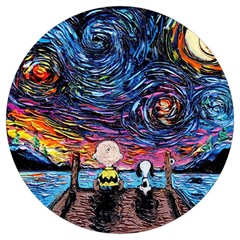 Cartoon Dog Vincent Van Gogh s Starry Night Parody Round Trivet by Modalart